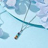 Natural & Synthetic Mixed Gemstone Disc Pendant Necklaces X-NJEW-JN04623-01-2