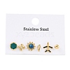 304 Stainless Steel Rhinestone Stone Dyeing Stud Earrings EJEW-S224-04G-02-2