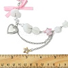 Alloy Heart Pendant Necklace with Bowknot NJEW-FZ00008-4