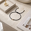 Adjustable Brass Round Bead Polyester Braided Cord Bracelets for Women ZQ0354-1-5