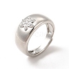 Clear Cubic Zirconia Flower Adjustable Ring RJEW-C050-06P-1