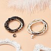 2Pcs 2 Color Natural Lava Rock & Synthetic Hematite & Shell Beaded Multi-strand Bracelets Set BJEW-JB08784-4