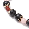 Natural Red Jasper & Black Onyx(Dyed & Heated) & Luminous Acrylic Beaded Stretch Bracelets for Women Men BJEW-JB10502-4