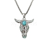 Alloy Ox Head Pendant Necklace with Stainless Steel Chains JN1135C-1