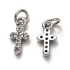 Brass Micro Pave Cubic Zirconia Tiny Cross Charms ZIRC-H119-04P-2