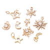 Crafans 18Pcs 9 Style Brass Micro Pave Cubic Zirconia Charms KK-CF0001-01-10