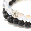 Synthetic Moonstone & Black Stone Round Beads Stretch Bracelets Set BJEW-JB07487-6
