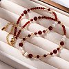 Natural Carnelian(Dyed & Heated) & Rhodochrosite & Freshwater Pearl & Glass Beaded Necklaces NJEW-U026-24G-3