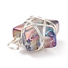 Wire Wrapped Electroplate Glass Charms PALLOY-JF01649-02-4