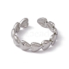 304 Stainless Steel Heart Wrap Open Cuff Ring for Women RJEW-C045-18P-2