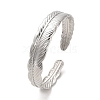 Non-Tarnish 304 Stainless Steel Feather Cuff Bangles BJEW-G694-01P-1