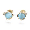 Brass Micro Pave Clear Cubic Zirconia Stud Earrings EJEW-S210-002-NR-1