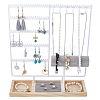 Removable Wood Jewelry Display Tray with Iron Jewelry Organizer Holder for Earrings Rings ODIS-WH0050-12B-1
