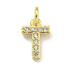 Letter Brass Micro Pave Clear Cubic Zirconia Pendants KK-K354-06G-T-1