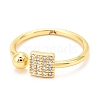 Brass Micro Pave Cubic Zirconia Cuff Ring RJEW-F118-15-2