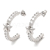 Clear Cubic Zirconia Arch with Star Stud Earrings EJEW-K249-02P-1