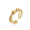 Rack Plating Brass Micro Pave Clear Cubic Zirconia Cuff Rings for Women RJEW-M028-114G-4