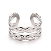 Non-Tarnish 304 Stainless Steel Hollow Chunky Open Cuff Ring for Women RJEW-A005-40P-1