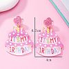 Birthday Cake Acrylic Dangle Stud Earrings FS-WG75373-01-3