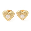 Rack Plating Brass with Cubic Zirconia Stud Earrings for Women EJEW-G394-05G-03-2