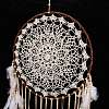 Handmade Round Cotton Woven Net/Web with Feather Wall Hanging Decoration HJEW-G015-02A-4