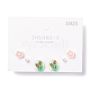 Tulip & Sakura & Round Resin Enamel Stud Earrings Set for Girl Women EJEW-D278-14S-1