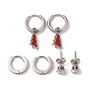 3 Pairs 3 Styles Christmas 304 Stainless Steel Hoop & Studs Earrings Set for Women EJEW-K279-11C-P-2