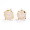 Natural Rose Quartz Stud Earrings EJEW-L196-05F-1