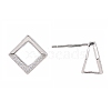 Rhodium Plated 925 Sterling Silver Stud Earring Findings X-STER-F048-28P-2