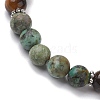 8mm Round Natural Tiger Eye & African Turquoise(Jasper) Beaded Stretch Bracelets for Women Men BJEW-JB10533-03-3