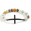 Natural Flower Amazonite Beaded Stretch Bracelets for Women Men MG9269-7-1