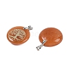 Natural Red Aventurine Flat Round Pendants G-Q188-01P-06-2