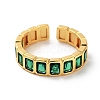 Rectangle Brass Micro Pave Cubic Zirconia Open Cuff Ring for Women RJEW-Z044-04G-04-2