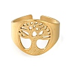 304 Stainless Steel Tree of Life Open Cuff Ring RJEW-F161-02G-25-2