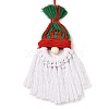 Christmas Handmade Woven Macrame Cotton Thread Santa Claus Pendant Decorations HJEW-JM02455-04-1