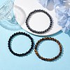 3Pcs 3 Style Natural & Synthetic Mixed Stone Round Beaded Stretch Bracelets BJEW-JB10178-02-2