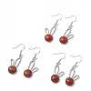 Natural Red Jasper Rabbit Dangle Earrings EJEW-A092-05P-13-4