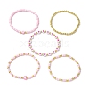 5Pcs 5 Styles Heart Acrylic & Glass Seed Beaded Stretch Bracelet Sets BJEW-JB10473-02-1