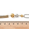 304 Stainless Steel Ball Chain Round Ball Tassel Necklaces for Women NJEW-G173-02C-GP-3