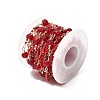 Brass Hexagonal Column Glass Seaded Beaded & Resin Round Beaded Link Chains CHC-G026-01D-3