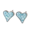 Brass Enamel Heart Stud Earrings EJEW-I322-08P-5