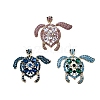 Tortoise Alloy Rhinestone Brooches for Backpack Clothes PW-WG63776-01-6