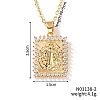 Shiny Brass Micro Pave Clear Cubic Zirconia Rectangle Vintage Statue Pendant Necklaces DN8896-2-1