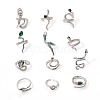 12Pcs Alloy Rhinestone Cuff Rings PW-WGFF40C-01-5