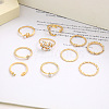10Pcs Alloy with Crystal Rhinestone Finger Rings WG3531F-01-3
