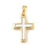 Brass Pave Natural White Shell Pendants KK-S522-01C-G-1