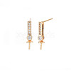 Brass Micro Pave Clear Cubic Zirconia Stud Earring Findings KK-S364-049-2