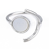 Natural Shell Flat Round Open Cuff Ring RJEW-T001-92P-1