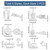 12Pcs 6 Style 201 Stainless Steel Pendants STAS-UN0032-10-6