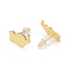 Rack Plating Brass Cat Stud Earrings for Women KK-B069-04G-2